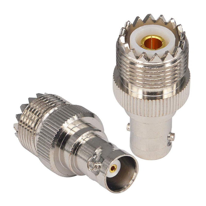 BOOBRIE 2-Pack BNC Female to UHF Female SO-239 BNC to UHF Jack Coax SO239 Connector for Antennas, Wireless LAN Devices, CCTV, Wi-Fi Radios External Antenna