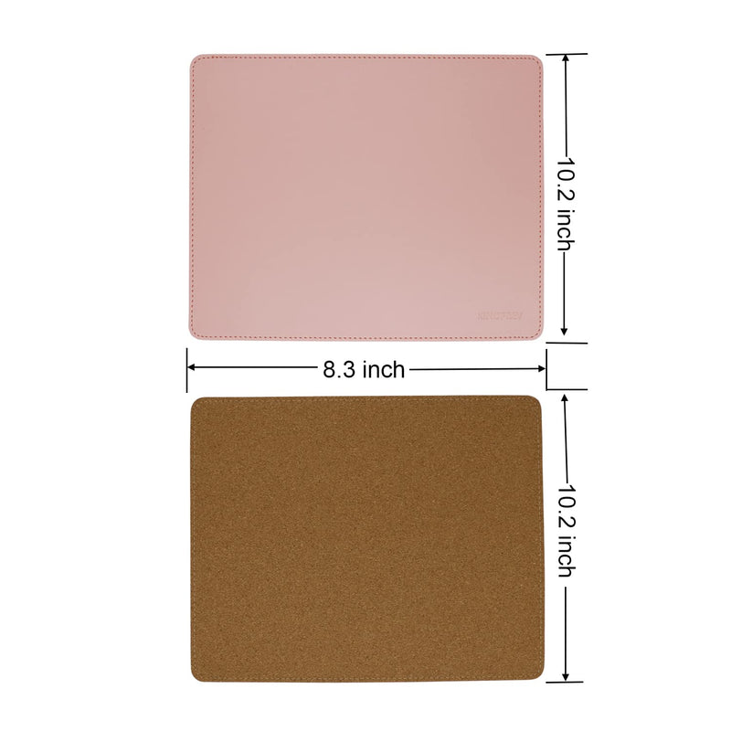 Leather Mouse Pad - Wood Mouse Pad with Stitched Edge,PU Non-Slip Mouse Pad,Double Side Mousepad,Waterproof Gaming Mouse Pad for Computers,Laptop,Office & Home,10.2" x 8.3",1 Pack (Pink) Pink