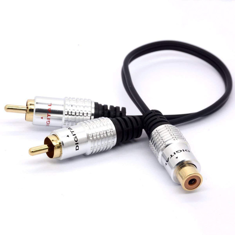 25cm RCA Y Adapter 1 RCA Female to 2 RCA Male Splitter Cable for Audio Amplifier Subwoofer(RCA Female to 2 Male)