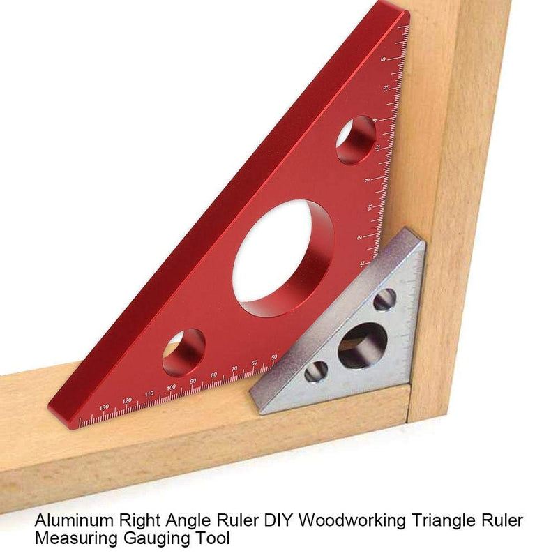 45 Degree Aluminum Alloy Angle Ruler Inch Metric, Carpentry Squares DIY Woodworking Triangle Ruler Measuring Gauging Tool for Industrial Household