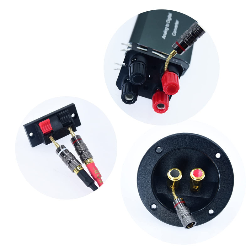 Screw-Type Connectors Deadbolt Flex Pin Banana Adapter Plug to 4mm Female Bananas Jack Center Surround Wire for Spring Loaded Speaker Terminals Inputs 4 Pack
