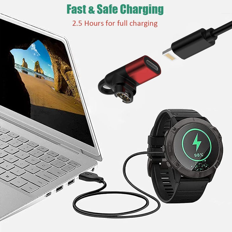 Garmin Watch Charger to 8-Pin Adapter 90 Degrees, Compatible with Garmin Fenix 7/7S/7X/6S/6/6X/5S/5/5X, Instinct 1/2/2S/Tide/Tactical, Forerunner, Vivomove,Vivoactive,Venu Series and More iPhone Port