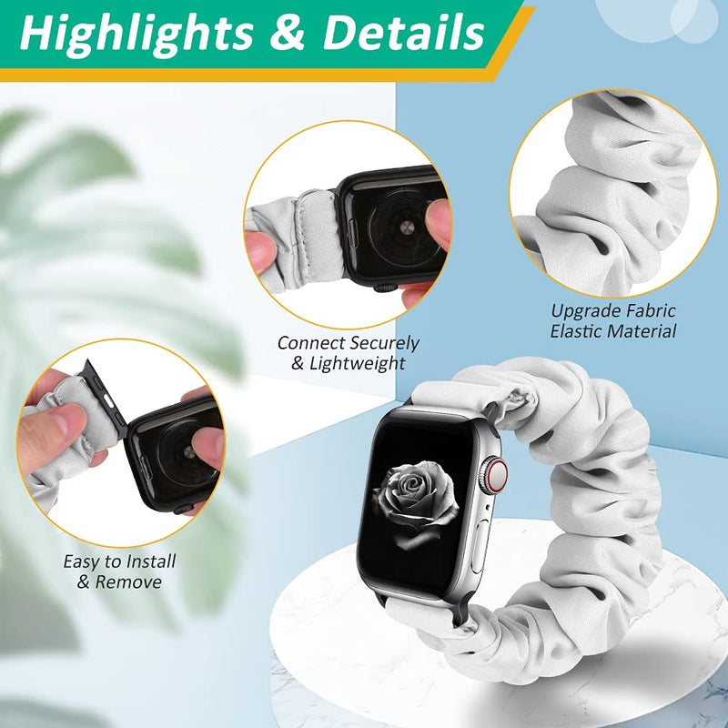 Fimpressiont 10 Packs Compatible with Apple Watch Bands Scrunchies 38mm 40mm 41mm 42 mm 44mm 45mm Women Girls Cute Cloth Pattern Printed Fabric Wristbands Straps Band for iWatch Series 8/7/6/5/4/3/2/SE 38mm/40mm/41mm-Small
