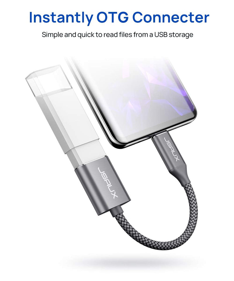 USB C to USB Adapter [2 Pack], JSAUX USB Type C Male to USB 3.0 Female OTG Cable Thunderbolt3 to USB Adapter Compatible with MacBook Pro/Air 2019 2018 2017, Samsung Galaxy S20 S20+ Ultra Note 10 S9 S8 Grey