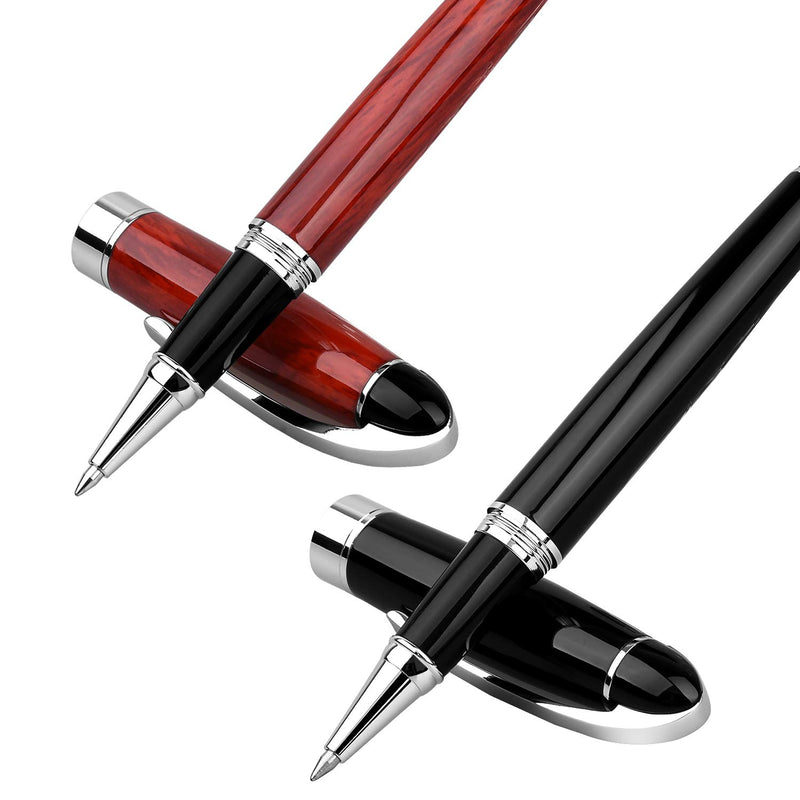 Ballpoint Pen Set With Gift Box and 2 Extra Black Ink refills-Luxury Elegant Fancy Nice Gift Pen Set for Office Signature Executive Business Red and black