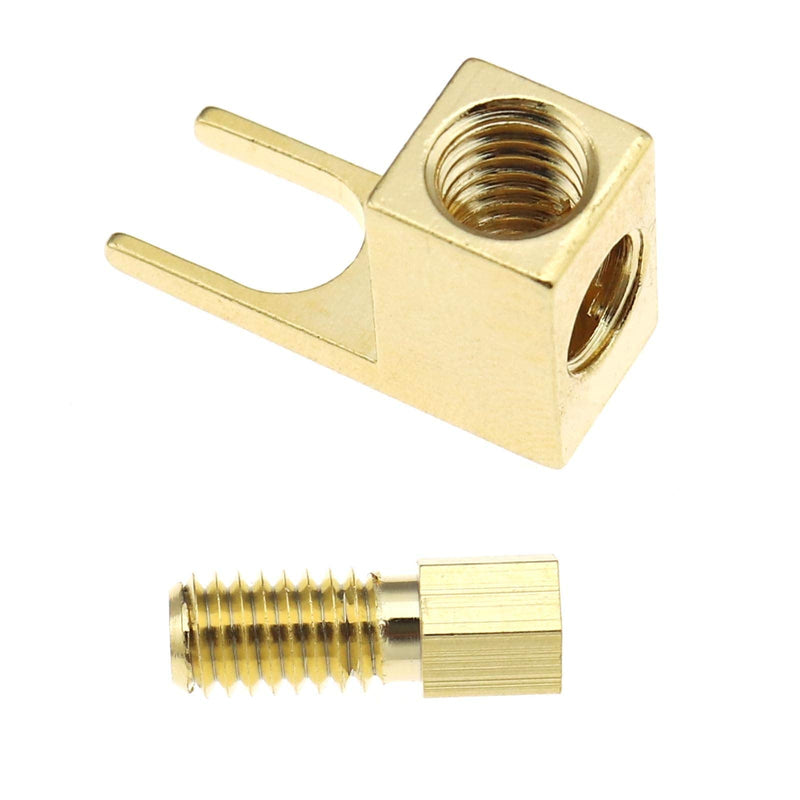 Creative-Idea 4pcs Brass Gold Plating Banana to Spade Adapter Connector 2 Screw-in Angles for Audio Cables Adapters