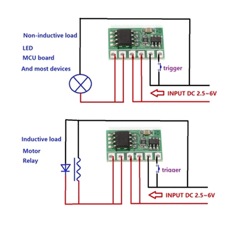 ASHATA Latch Bistable Self-Locking Trigger, 6A DC 3V 3.3V 3.7V 5V Electronic Switch Latch Bistable Self-Locking Trigger Board for LED Motor MCU Development Board