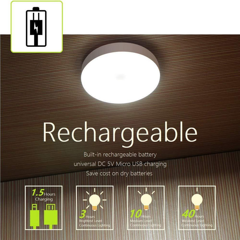 Mini Touch Light, RTSU Rechargeable Battery Operated Closet Lights Wardrobe Lights, Magnetic Stick-on Anywhere LED Night Light, Wireless Under Cabinet Lighting, Dimmable Tap Push Light Lamp (1 Pack) Ivory White-flat