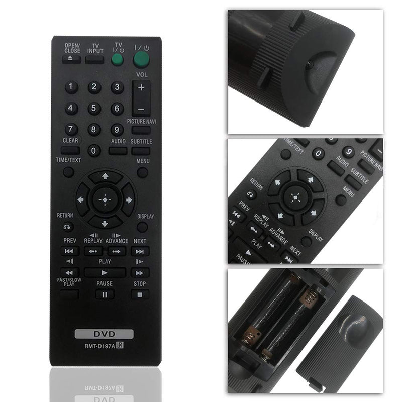 New Replacement Sony DVD Player Remote RMT-D197A for Sony DVD Player DVPSR201P DVPSR210P DVPSR405P DVP-SR500H DVP-SR500WM DVPSR510H DVP-SR100 DVP-SR120 DVP-SR201P - No Setup Needed