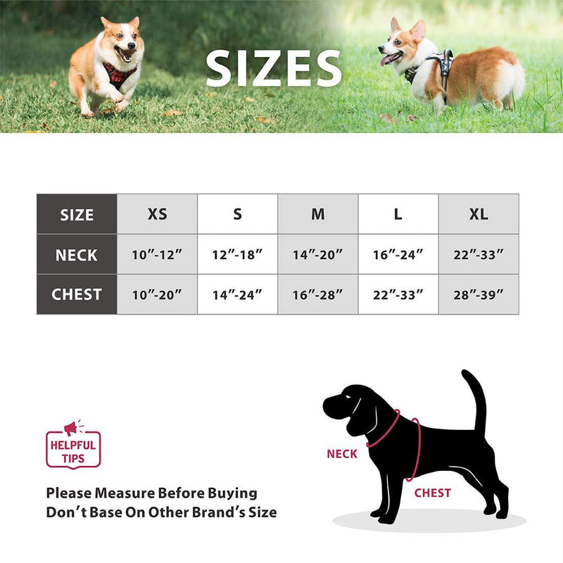 PoyPet No Pull Dog Harness, No Choke Front Lead Dog Reflective Harness, Adjustable Soft Padded Pet Vest with Easy Control Handle for Small to Large Dogs XS Checkered Red