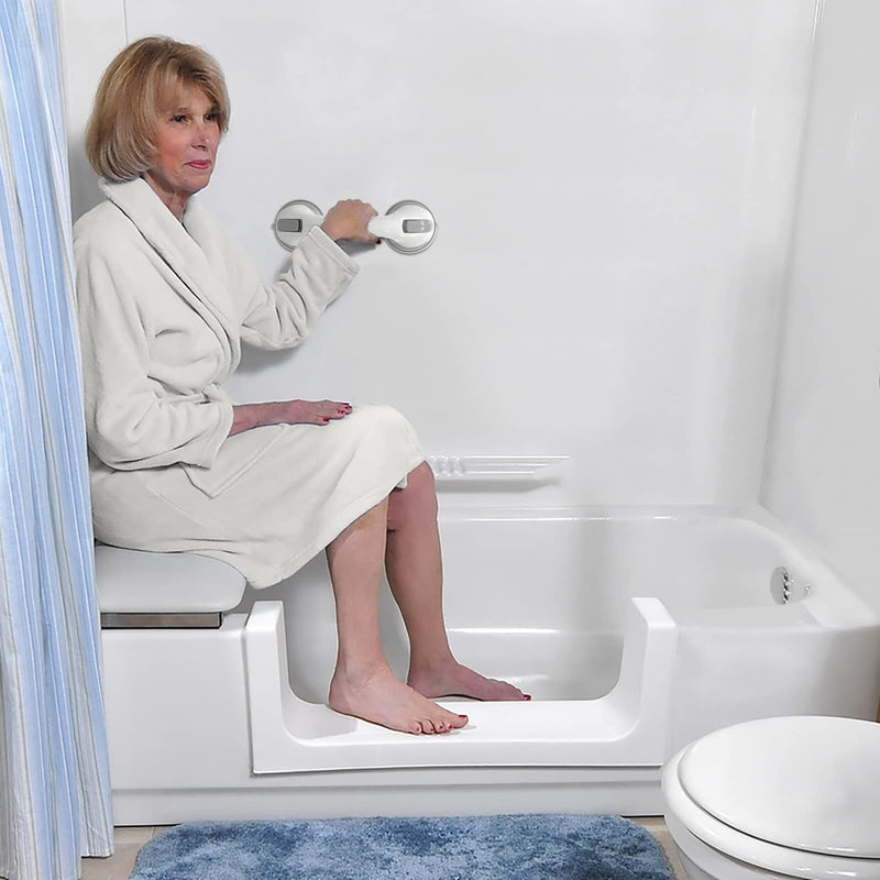 NLAAHCE Shower Handle Gen2-12” 2-Grab Bars for Bathroom, Ultra Grip Twice Secure Safety Suction Cups, Shower Handles for Elderly–Seniors, Disabled, Handicap, Elderly Assistance Product, 2-Count/Pack