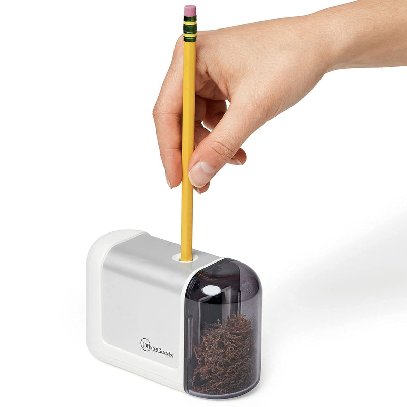 White Battery-Operated Pencil Sharpener - Electric & Portable Mini Pro with No Power Cord - Safe for Kids White