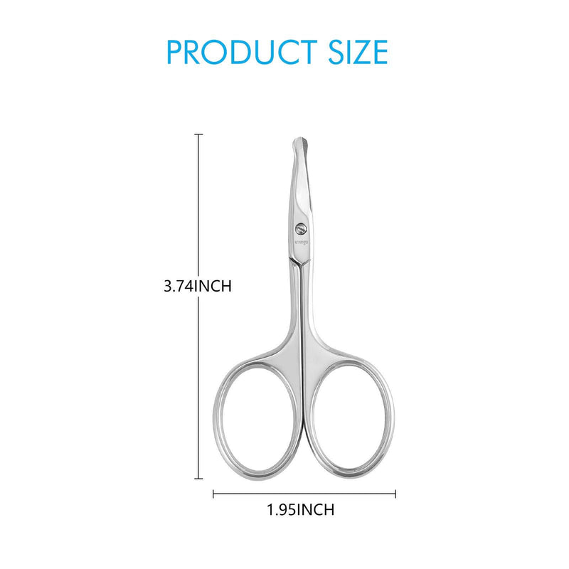 LIVINGO 3.75" Rounded Curved Nose Hair Scissors, Premium Stainless Steel Safety Small Blades Use for Manicure Cuticle Trimming Facial Hair, Eyebrow, Dry Skin Silver