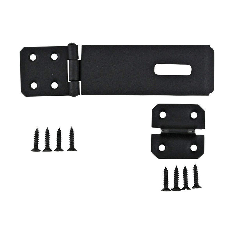 Black Wrought Iron Hasp Lock 5 7/8" Long Heavy Duty Rust Resistant Antique Hasp Staple Latches Safety Padlock Clasps for Cabinets Chest Doors with Screws | Renovators Supply Manufacturing