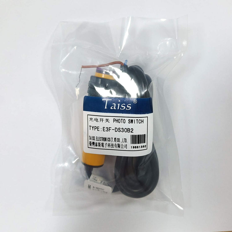 Taiss/30 cm Adjustable M18 Diffuse photoelectric Switch Sensor Optical dc Three Lines NPN NC(Normally Closed) Proximity Switch 6-36VDC E3F-DS30B2