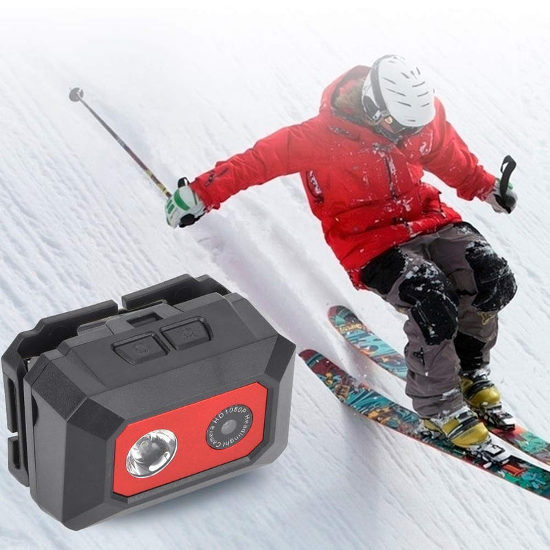 Mini Action Camera,5-10M Night Vision Head-Mounted 1080P HD, Led Headlamp Wearable Body Camera/SOS Mode Hands Free Video Camcorder with Elastic Headband Support 32GB for Outdoor Sport,Traveling