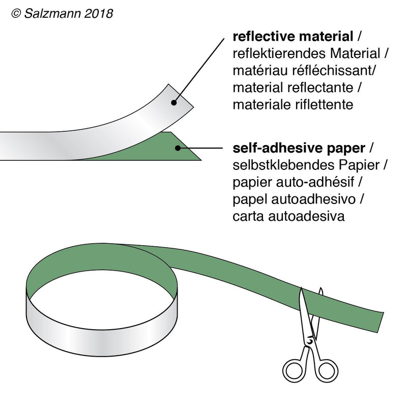 Salzmann 3M Reflective Tape - Universal High Visibility Tape for backpacks, helmets, bikes, cars, etc. - Made with 3M Scotchlite Silver, 2 Rolls (1" x 39")