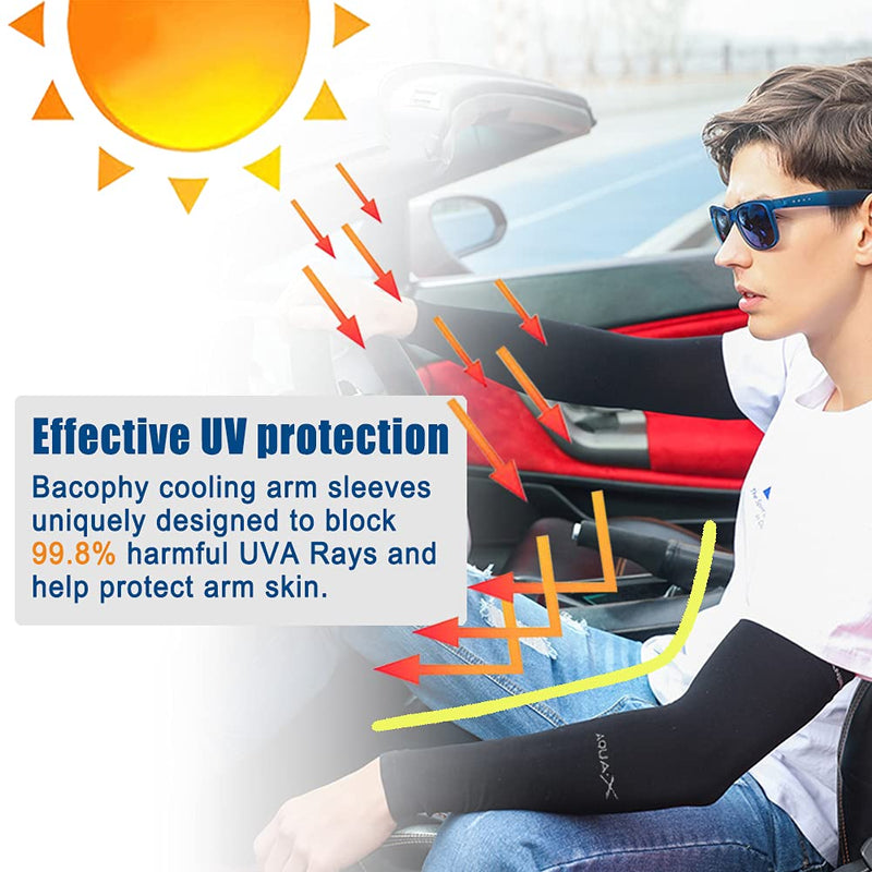 Bacophy 3/6 Pairs UV Protection Cooling Arm Sleeves Women Men, UPF 50 Arm Cover 3-pairs Black+grey+white