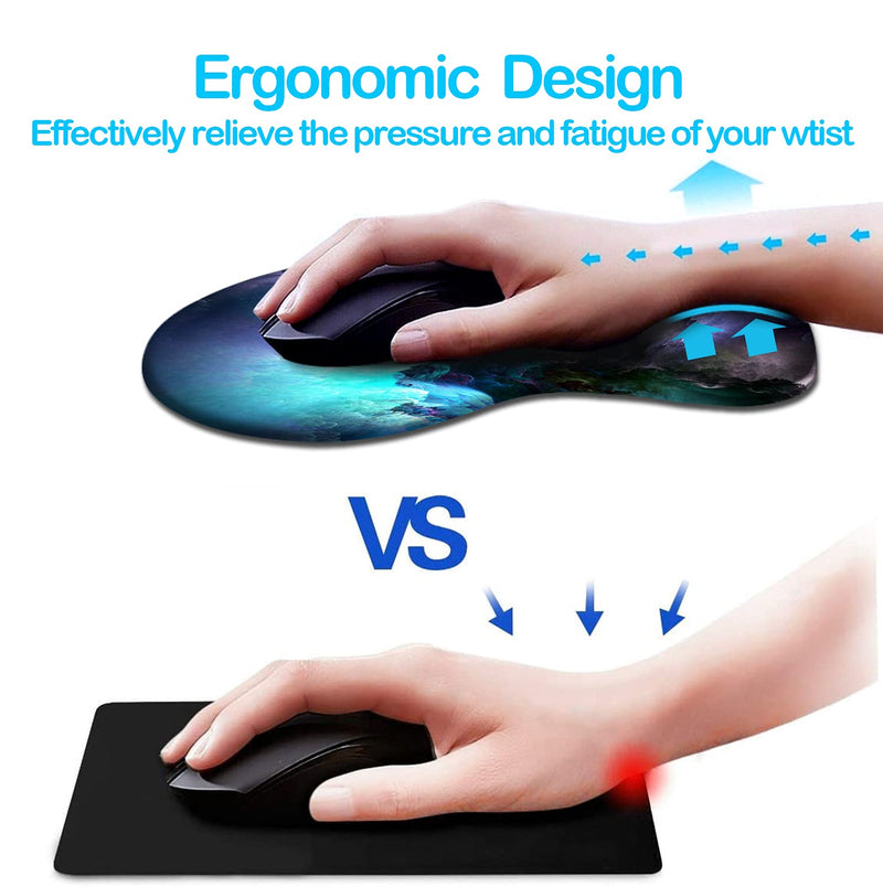 Dooke Ergonomic Mouse Pad with Wrist Support, Cute Mouse Pads with Non-Slip Rubber Base for Home Office Working Studying Easy Typing & Pain Relief Galaxy Nebula