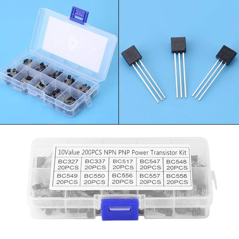 200pcs 10 Values NPN PNP Power General Purpose Transistors Assortment Kit TO-92 BC327-BC558 REUSABLE PACKAGING socialme-eu