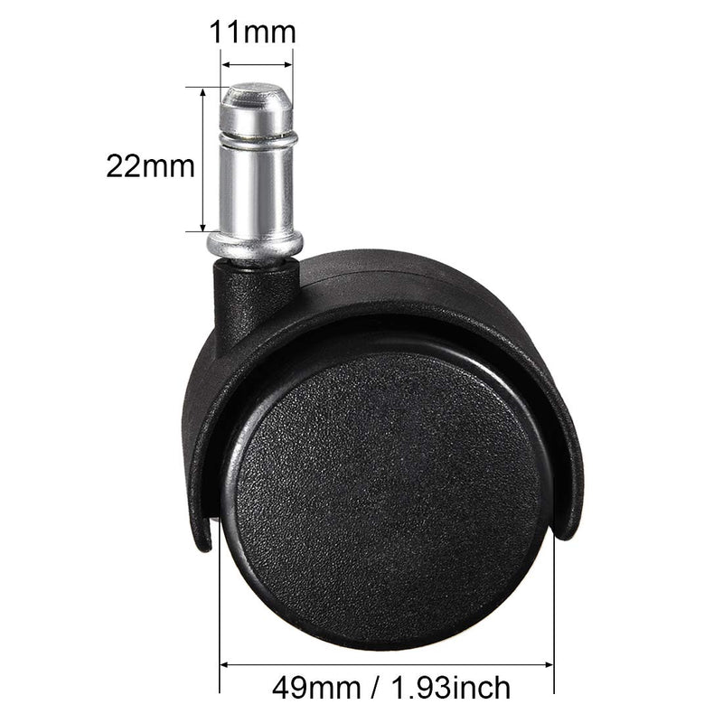 uxcell 2inch Swivel Casters Nylon Twin Wheel Universal 11mmx22mm Stem Caster Black