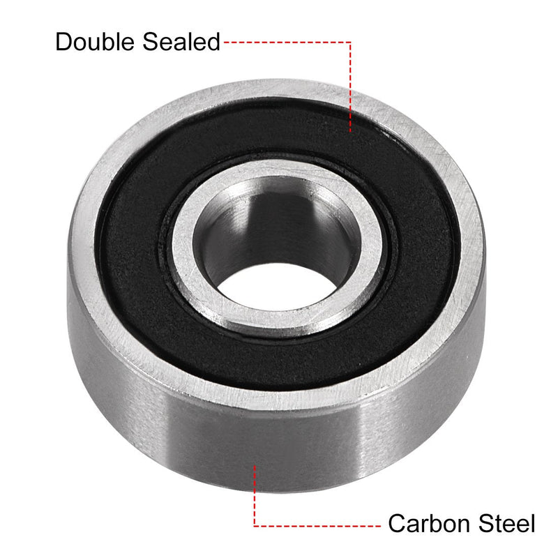 uxcell 606-2RS Deep Groove Ball Bearing 6mm x 17mm x 6mm Double Sealed High Carbon Steel Z1 Bearings 8pcs 6mmx17mmx6mm