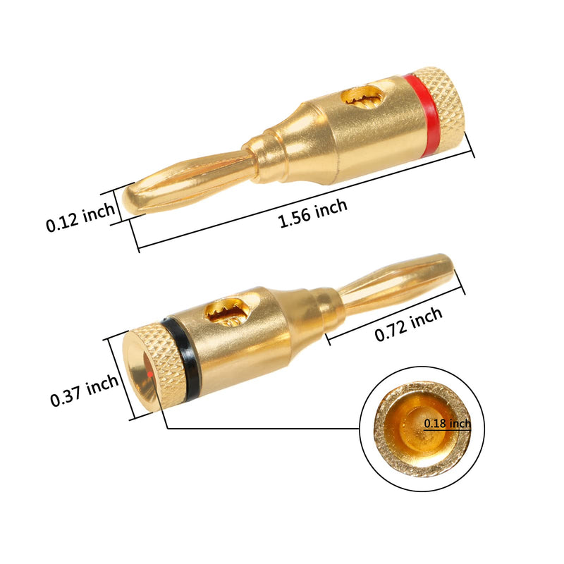 Speaker Banana Plugs 5 Pairs/10 Pcs, 24K Gold Plated Speaker Plug Open Screw Plugs Audio Connector for Speaker Wire, Home Theater, Audio Components, Speaker Wall Plates and Sound Systems 5 Pair
