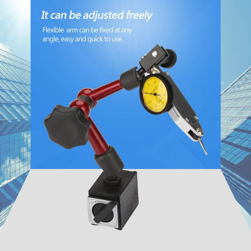 Dial Indicator, Flexible Strong Magnetic Stand Base Holder with Lever Dial Test Indicator Gauge Exactness Scale and Installation Accessories 0~0.8mm