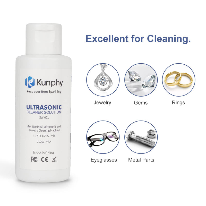 Jewelry Cleaner, Ultrasonic Jewelry Cleaner Solution - Jewelry Cleaner for Gold, Silver, Platinum Diamonds and Non-Porous Precious & Semi-Precious Jewelry 1.7 Ounce, 2 Pack