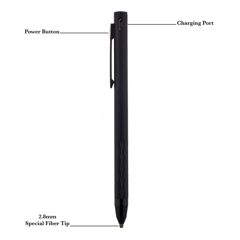 Active Touchscreen Stylus Pen with Precision Fine Tip, Pocket Clip, & Replaceable Nib - Works with Tablets, iPads & Smartphones - Black - by SyPen