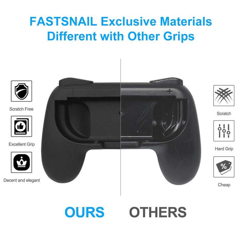 FASTSNAIL Grips Compatible with Nintendo Switch for Joy Con & OLED Model for Joycon, Wear-Resistant Handle Kit Compatible with Joy Cons Controllers, 2 Pack(Black) Black