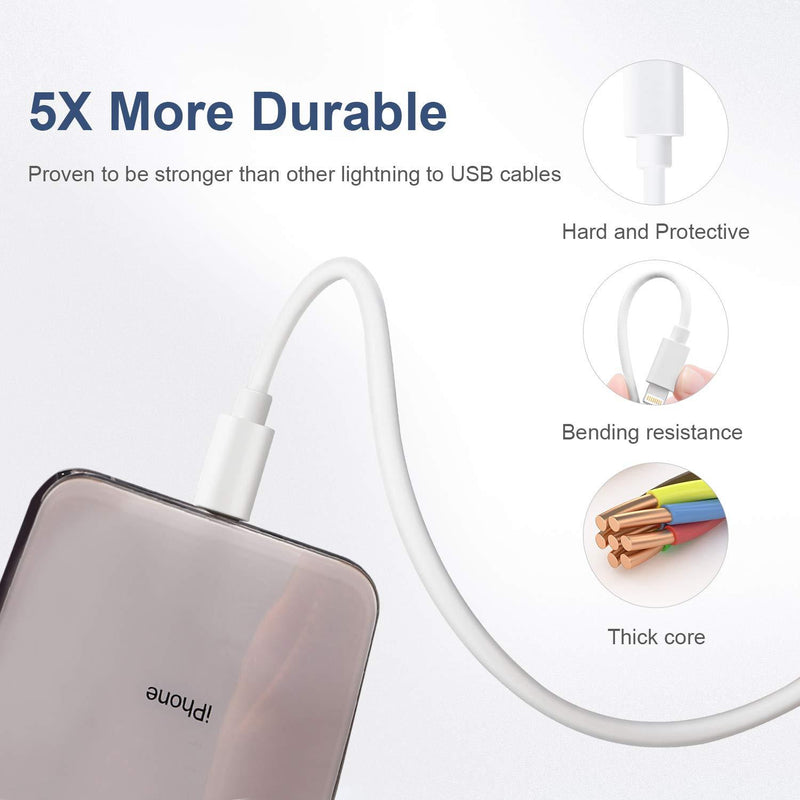 iPhone Charger, 6Pack 3FT Lightning Cable Sundix iPhone Charger Cable Charging Cord Compatible iPhone 13/12/12Pro/12ProMax/11/11Pro/11Pro MAX/XS/XS MAX/XR/X/8/8Plus/7/7Plus and More white