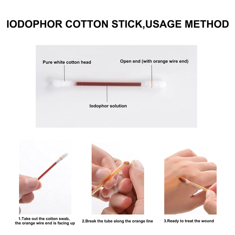 50 PCS Disposable Iodine Swab Portable Cotton Swab Outdoor Supplies Care Nasal