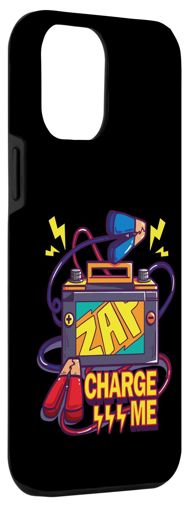 iPhone 12 Pro Max Illustration of a car battery sying "charge me" gift Case iPhone 12 Pro Max