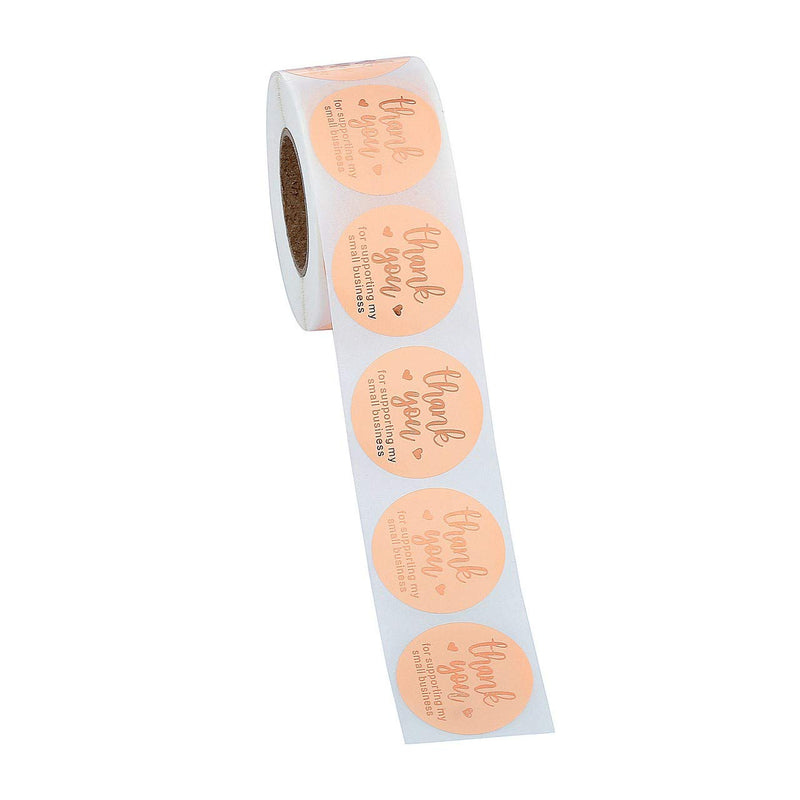 Yoption 1.5" Round Thank You for Supporting My Small Business Stickers, 500pcs Rose Gold Mailing Supplies Labels Per Roll Thank You Rose Gold