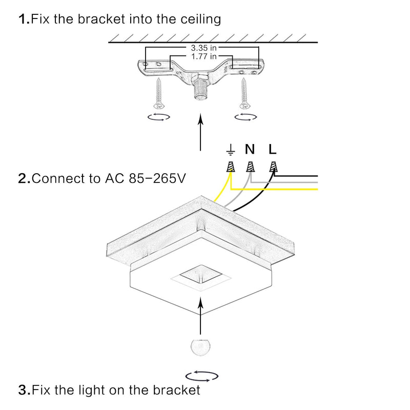 Anmaice 8in Flush Mount led Ceiling Light Fixtures 3000K/4000K/6500K Square Black 8 Watt Modern dimmable Ceiling Lights for Hallways/Balcony/Cloakroom/Small Closet/Washrooms