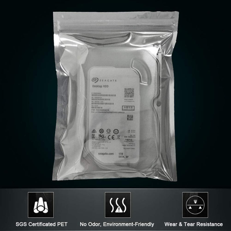 Terokota 20Pcs Small 3x5in Anti Static Bags ESD Shielding Antistatic Bags with Static Free Stickers for 1.8 Inches SSD HDD