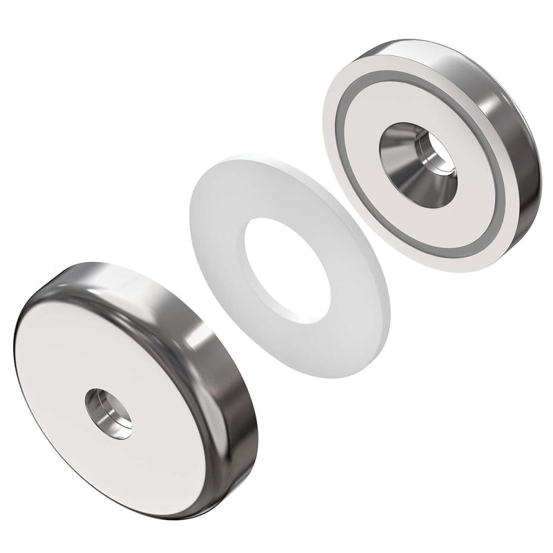 2Pc Neodymium Cup Magnets 90 lbs Pull 1.26" Dia Screw Included