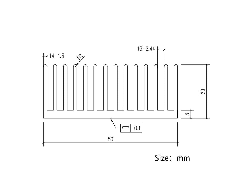 Awxlumv 4 Pcs 50mm Aluminum Heatsink 50 x 50 x 20 mm/ 1.97 x 1.97 x0.78 Inch Heat Sinks 14 Fin for Peltier,Chipset and CPU Cooling -Silver