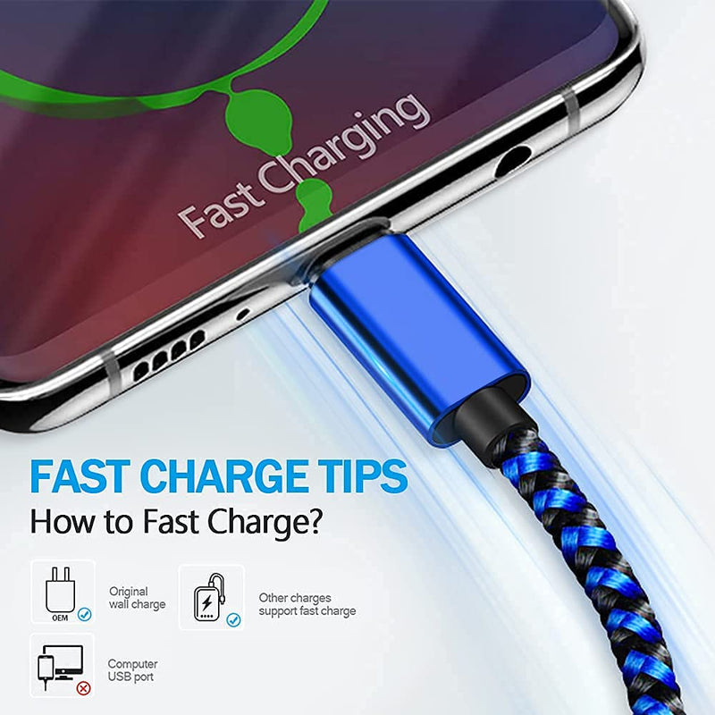 USB Type C Charger Cable,10FT 2Pack Fast Charging Cable Long Charging Cord Compatible with Samsung Galaxy S20 S10e S10 S9 S8 A01 A11 A21 A32 A42 A51 A71 A80 A81 Note 9 LG Stylo 6 V60 V50 G8X G8 Red&Blue