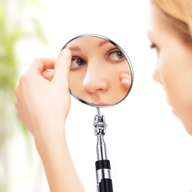 5 Pieces Telescoping Inspection Mirror Round Mirror Stainless Steel Inspection Tool with Long Handle for Check The Condition of The Vehicle, Observe The Eyelashes, Mouth Small Parts (Classic Style) Classic Style