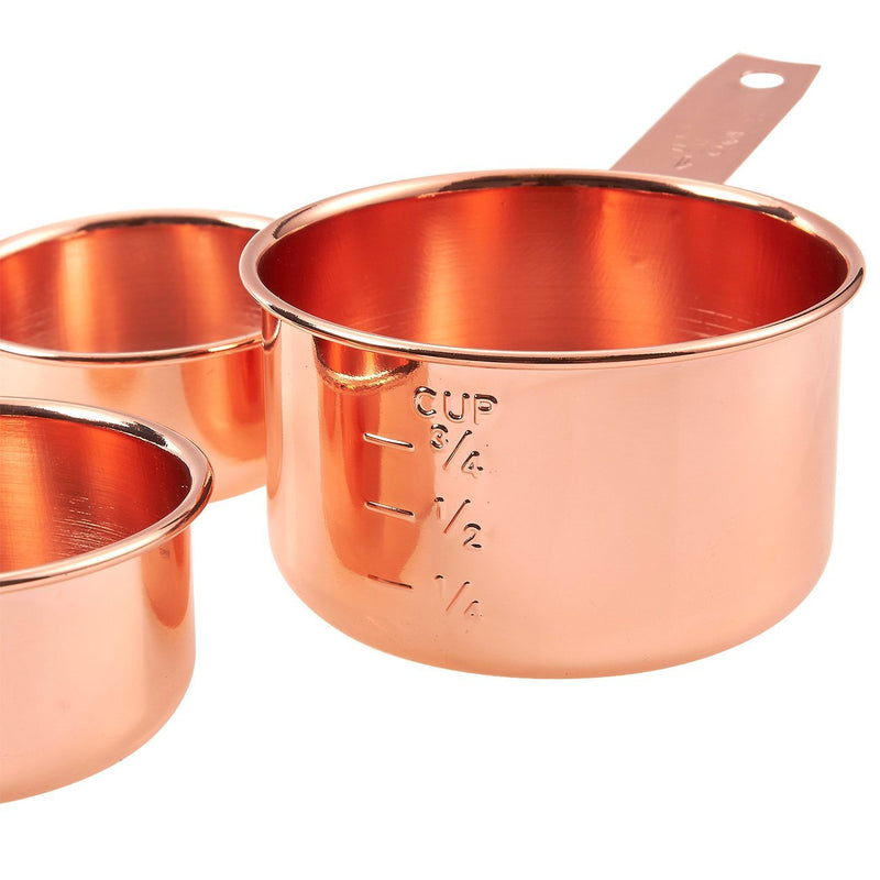 4-Piece Set of Stainless Steel Measuring Cup Set - Copper-Plated Metal Measuring Cups, Precision Measuring Cup Set for Baking, Cooking, Dry and Liquid Ingredients