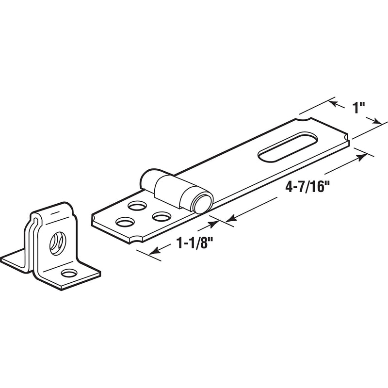Prime-Line MP5058 Safety Hasp, 4-1/2 inch, Steel Construction, Zinc Plated Finish, Fixed Stapled, (single pack)