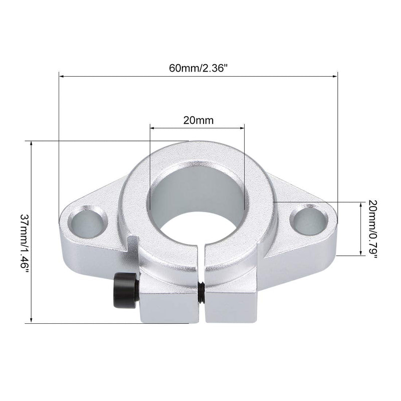 uxcell 20mm Shaft Support SHF20 Flange Mount Linear Motion Slide Rail Guide Blocks for CNC 3D Printer (Pack of 2)