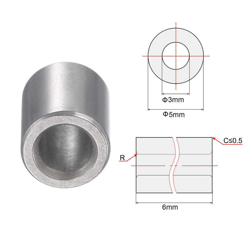 uxcell Sleeve Bearings 3mmx5mmx6mm Chrome Steel Oilless Bushing 2pcs 3x5x6mm