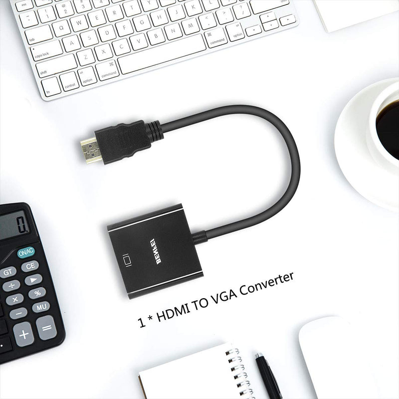 HDMI to VGA, Benfei Gold-Plated HDMI to VGA Adapter (Male to Female) Compatible for Computer, Desktop, Laptop, PC, Monitor, Projector, HDTV, Chromebook, Raspberry Pi, Roku, Xbox and More - Black 1