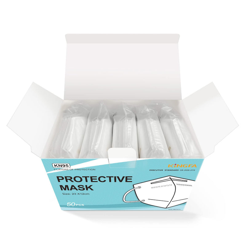 Kingfa KN95 Face Mask 50 Pcs Disposable Respirator 5-Ply Layer | GB2626-2019 Compliant
