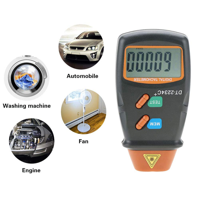 Digital Tachometer, DT-2234C + Non-Contact Digital LCD Photo Tachometer Mini RPM Tester Meter Clear LCD display, high measurement accuracy