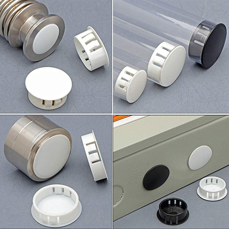 Suiwotin 60PCS 13mm (1/2") White Hole Plugs Plastic Flush Type Hole Plugs Snap in Locking Hole Tube, Furniture Fencing Post Pipe Insert End Caps (White) 13mm (1/2")