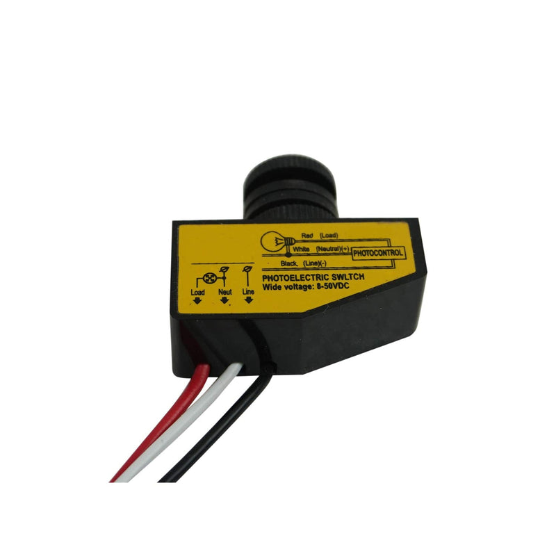 Proshopping DC 12V 24V 36V 48V Outdoor Sensor Photoelectric Switch, 3.5A Dusk to Dawn Photocell Switch, Mini Auto Photoswitch, Hard-Wired Post Eye Light Control Switch - for Outdoor Light(DC8-50V) DC8-50V 3.5A